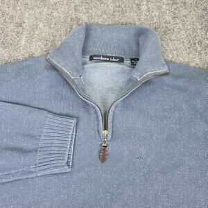 Northern Isles Sweater Mens XL Light Blue 1/4 Zip Mock Neck Cotton Knit Pullover